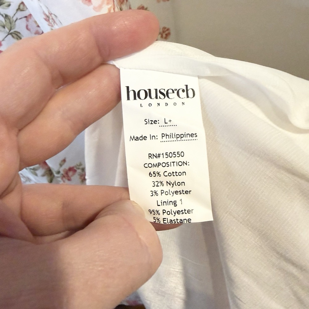 HOUSE OF CB Tallulah Rose Print Puff Sleeve Midi Sundress Milkmaid L+ XL NEW - Picture 8 of 8